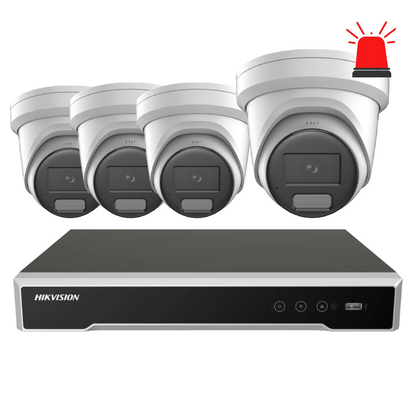 Hikvision 4 Camera Customisable 6MP AI CCTV Security Kit | Active Deterrent & DarkFighter Cameras | DS-7604NI-M1/4P NVR