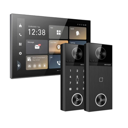 NEW* Hikvision 10.1" Android Video Intercom Kit – DS-KH9570-WTE1/S Indoor Station with DS-KV6114-WBE1 or DS-KV6124-WBE1 4MP Villa Door Station and POE Switch | Wi-Fi 6, PoE, Smart Access