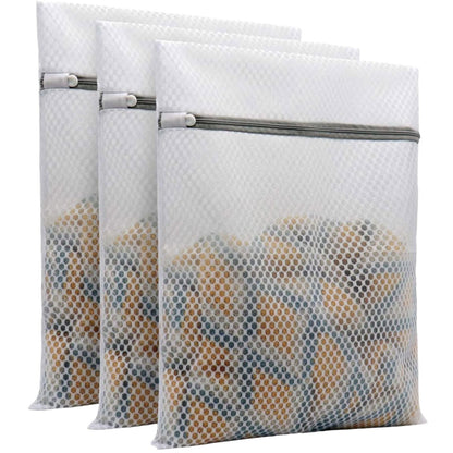 Honeycomb Delicates Bags for Washing Machine, Heavy Duty lingerie bags for Laundry, Travel Storage Organize Bag for Cotton Clothes, Sheet, Shoes, 1 Pcs, 15.75x11.81 11.81" x 15.75" White/3 Pcs