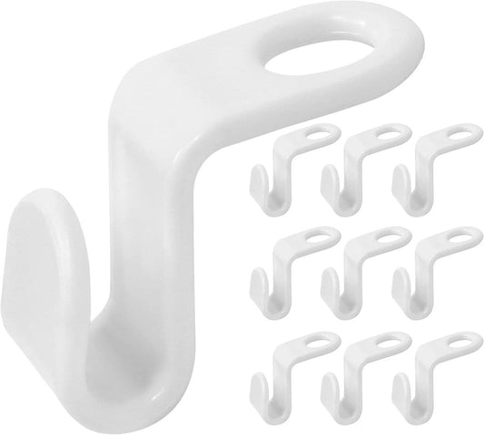 White plastic hanger connecting hooks with multiple prongs (20-pack)