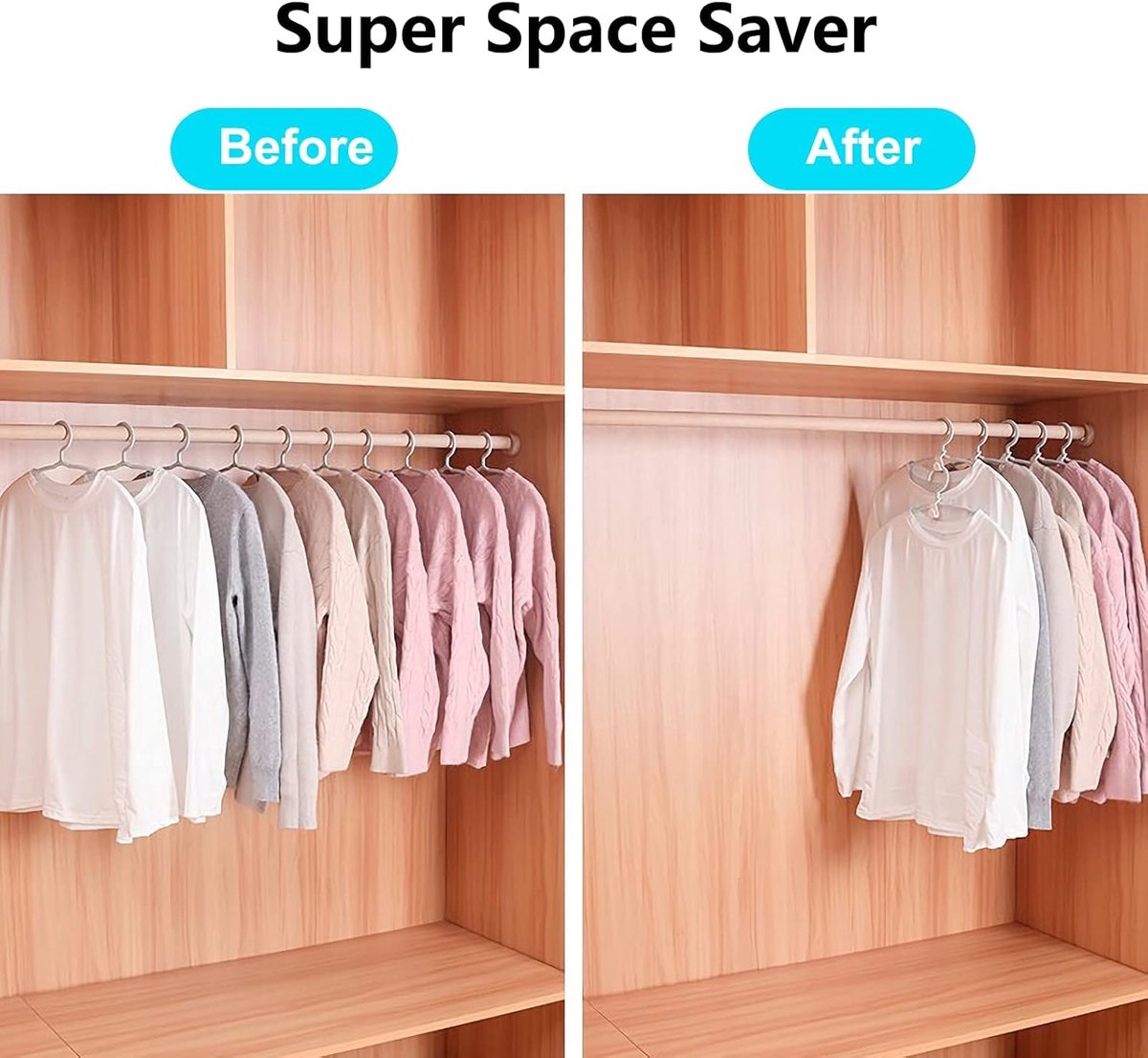Hook - Connecting hook for hangers - 20 Hanger hooks - Ideal space saver for your wardrobe - Wit