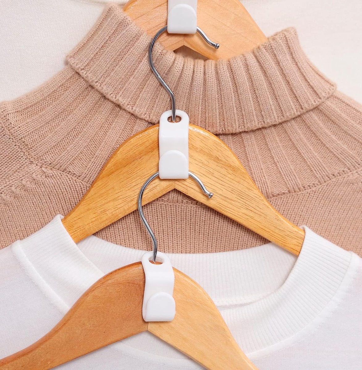 Hook - Connecting hook for hangers - 20 Hanger hooks - Ideal space saver for your wardrobe - Wit