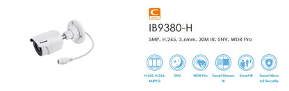 VIVOTEK IB9380-H 5MP Fixed Bullet IP Camera – H.265, Smart IR, 30M Night Vision, IP66, IK10, WDR Pro