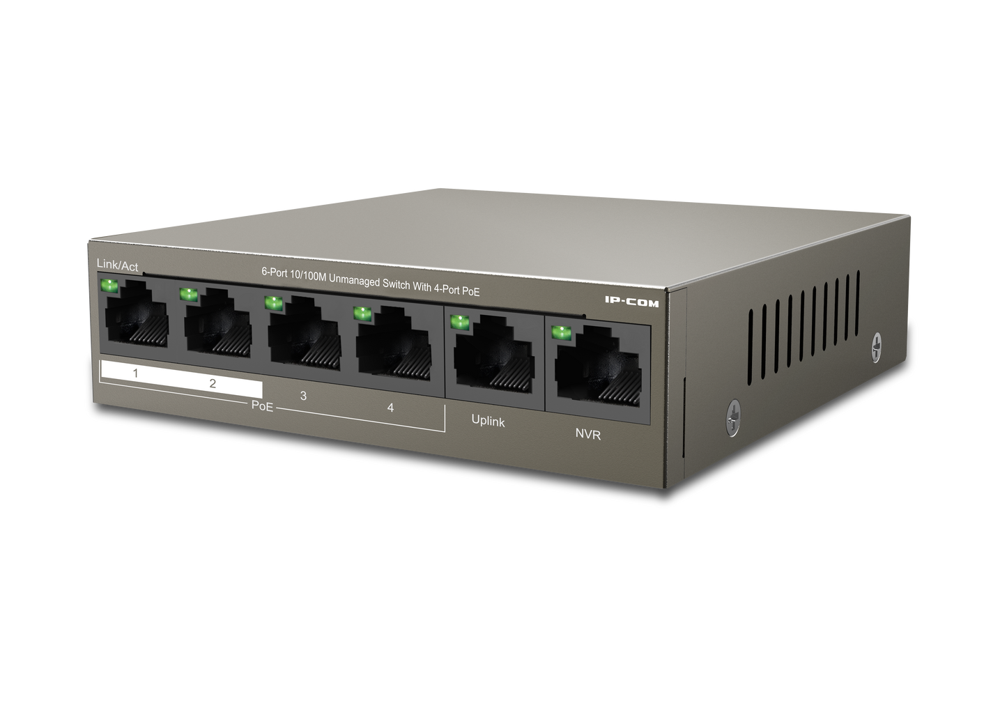 IP-COM F1106P-4-63W 6-Port 10/100M Unmanaged PoE Switch with 4-Port PoE+ and 2x 100M Uplink