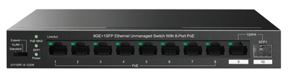 IP-COM G1110PF-8-120W 8-Port Gigabit PoE+ Switch 120W with 1x SFP Combo Uplink Unmanaged L2