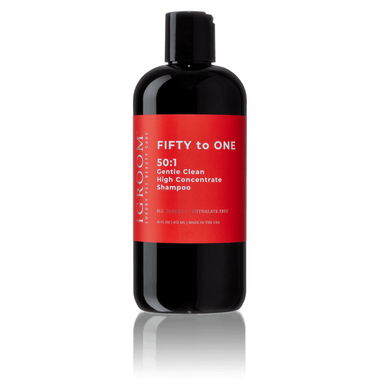 iGroom 50:1 high concentrate shampoo, black bottle with red label (5 oz)
