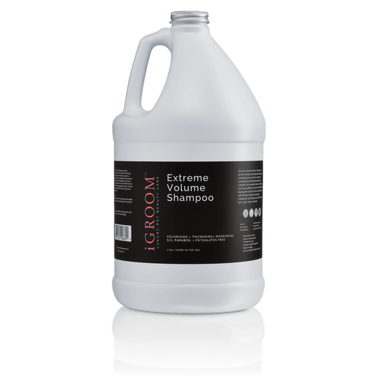 iGROOM Extreme Volume shampoo jug bottle, white bottle with label and cap