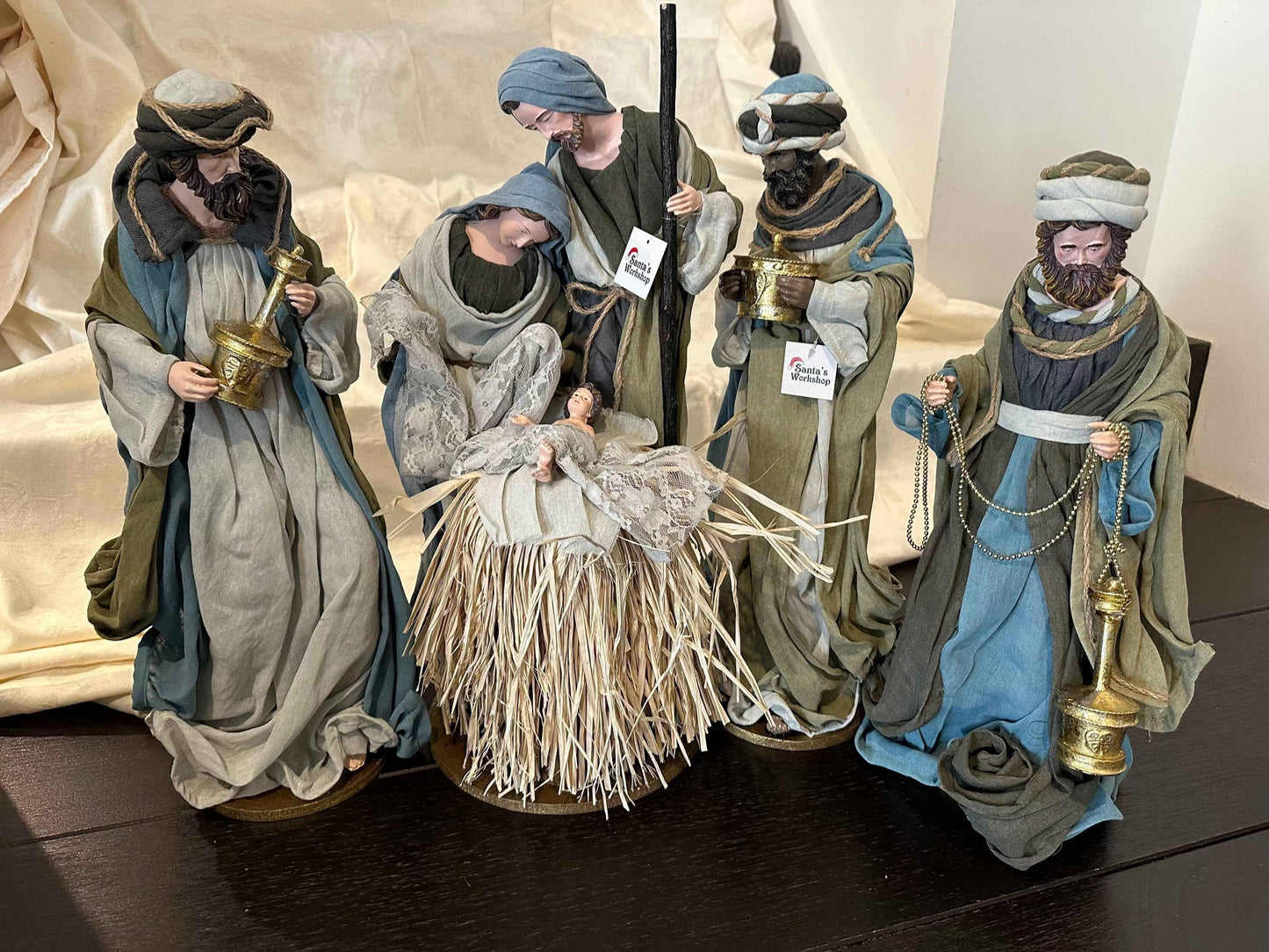 Pre ORDER Colourful 20.25″ Handmade Christmas Nativity Set with Holy Family, 3 Wise Men & 23″ Angel – 53cm Religious Manger Scene