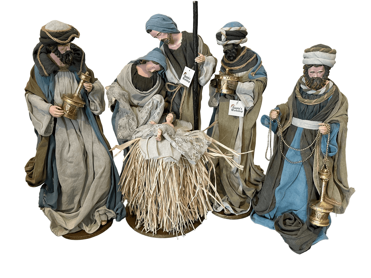 ⭐ 20.25" Christmas Religious Handmade Nativity Set with 3 Wise Men & Holy Family – 53cm Christian Christmas Manger Scene Decoration ⭐