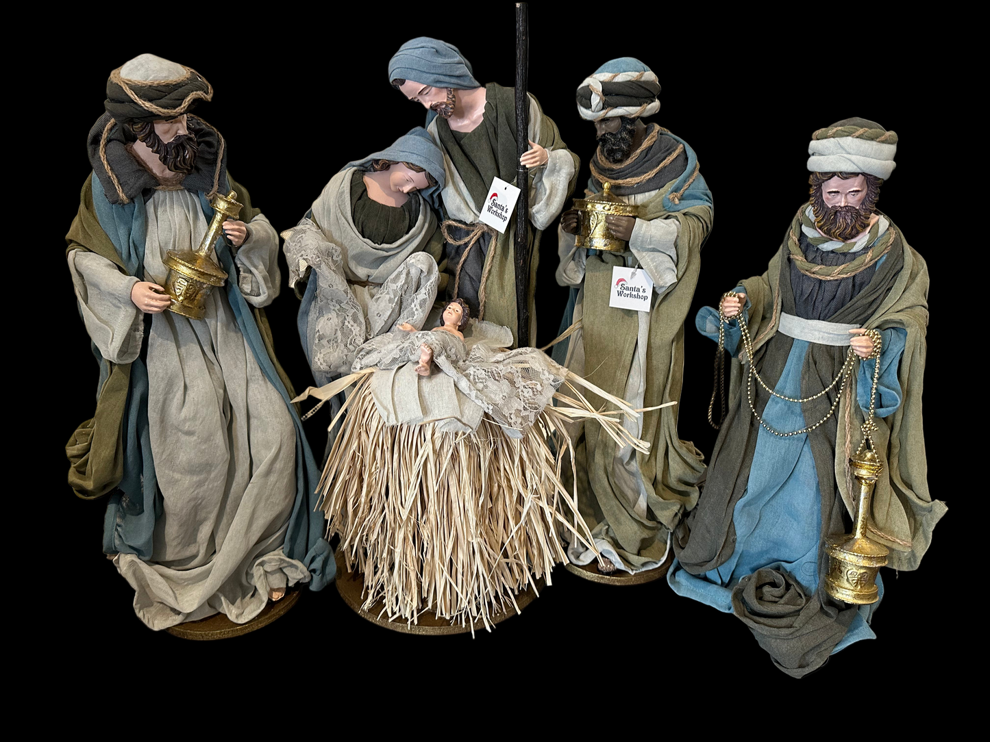 ⭐ 20.25" Christmas Religious Handmade Nativity Set with 3 Wise Men & Holy Family – 53cm Christian Christmas Manger Scene Decoration ⭐
