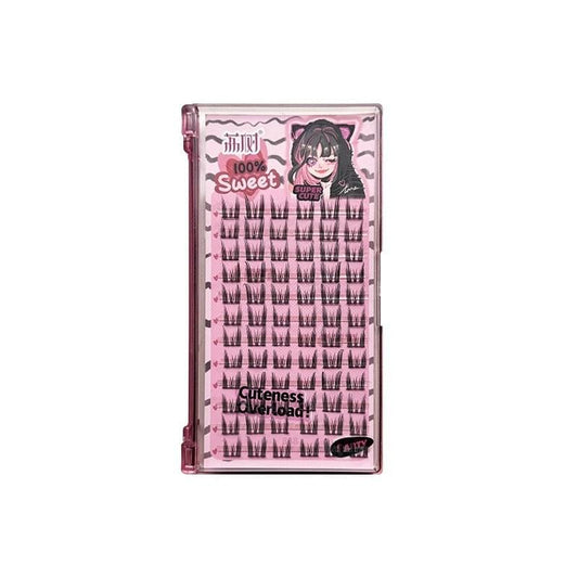 False eyelashes in pink blister package, multiple lash strips shown