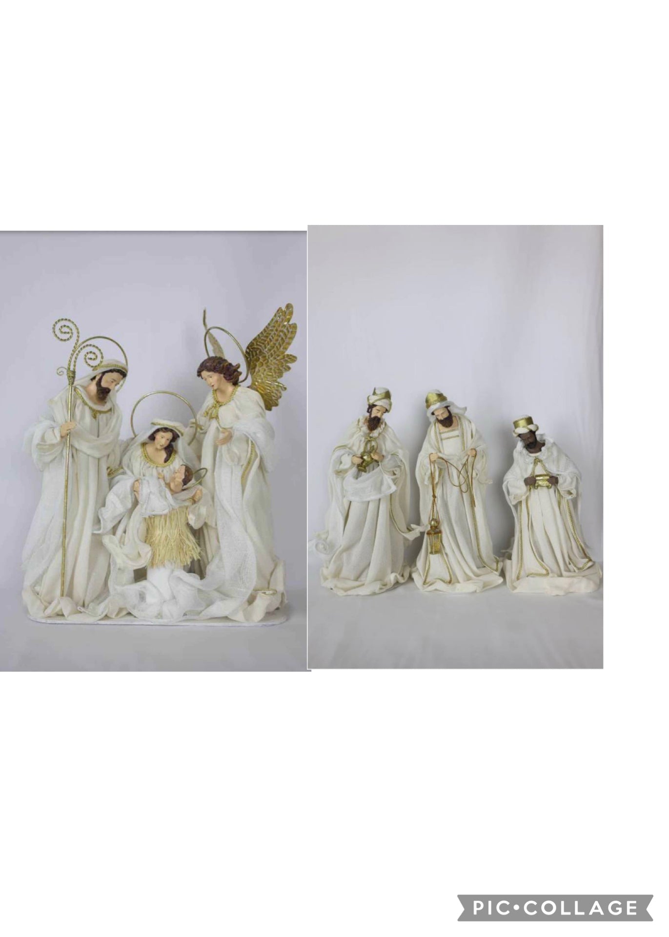 PRE ORDER 18"(46cm) Handmade Premium Nativity Scene Figurines Set – Holy Family with Angel & 15.75in Three Wise Men, Exclusive Artisan Christmas Decor