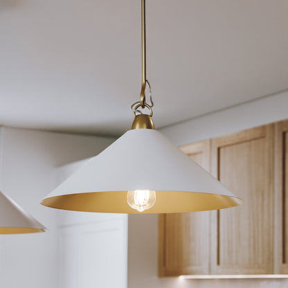 Bailey Metal Cone Pendant Light - Gold/White