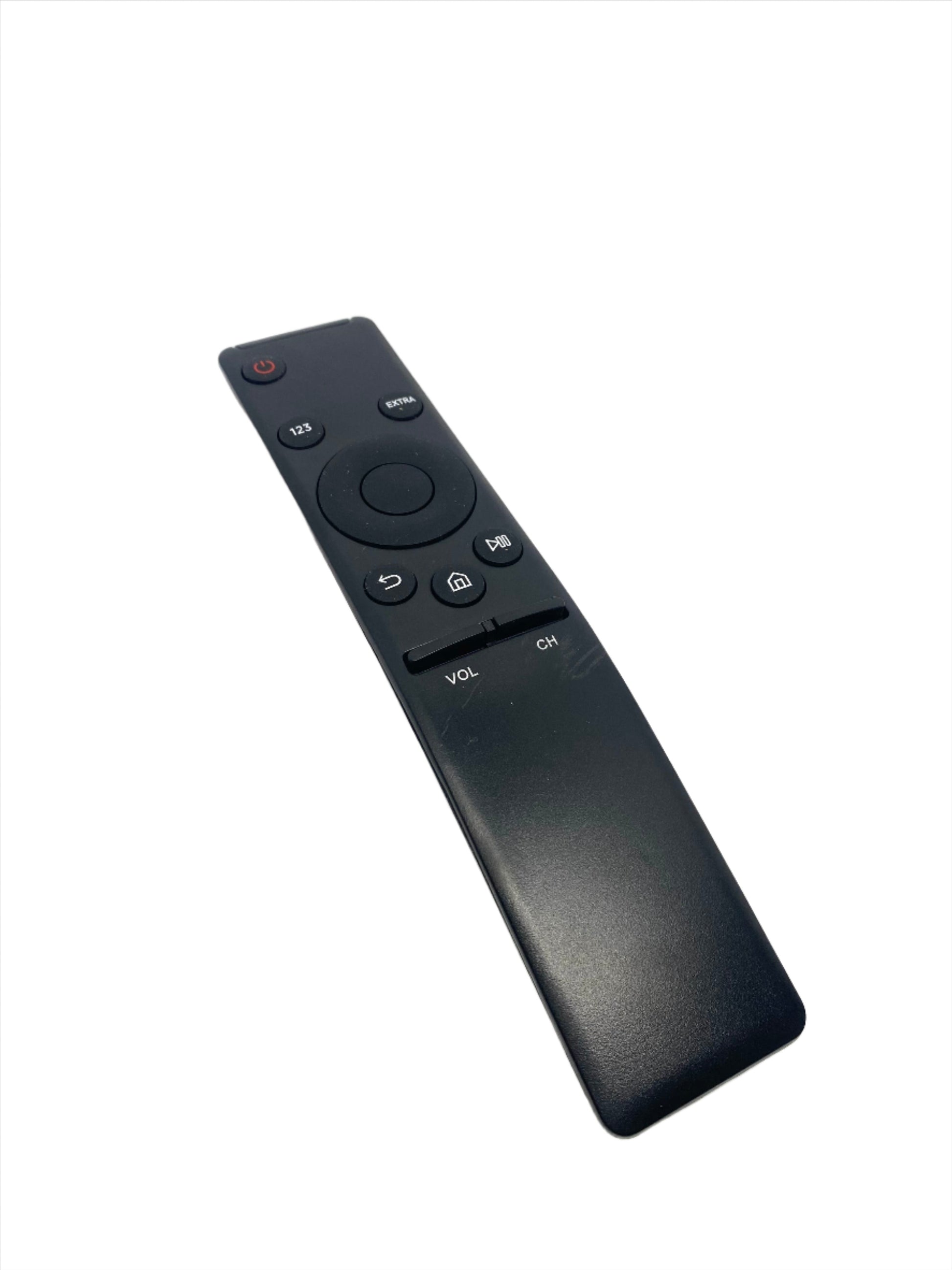 Samsung universal TV remote control, dark with volume and channel buttons
