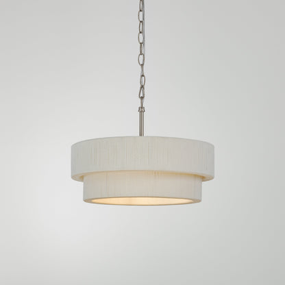 Sorrento Double Tiered Rope Chandelier - White/Nickel