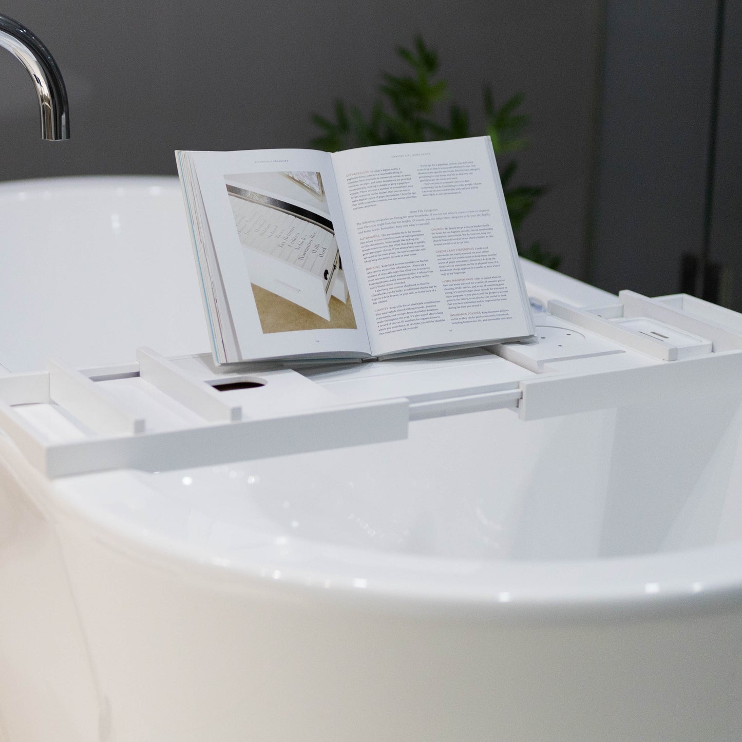 Serenity Bamboo Bath Caddy - White