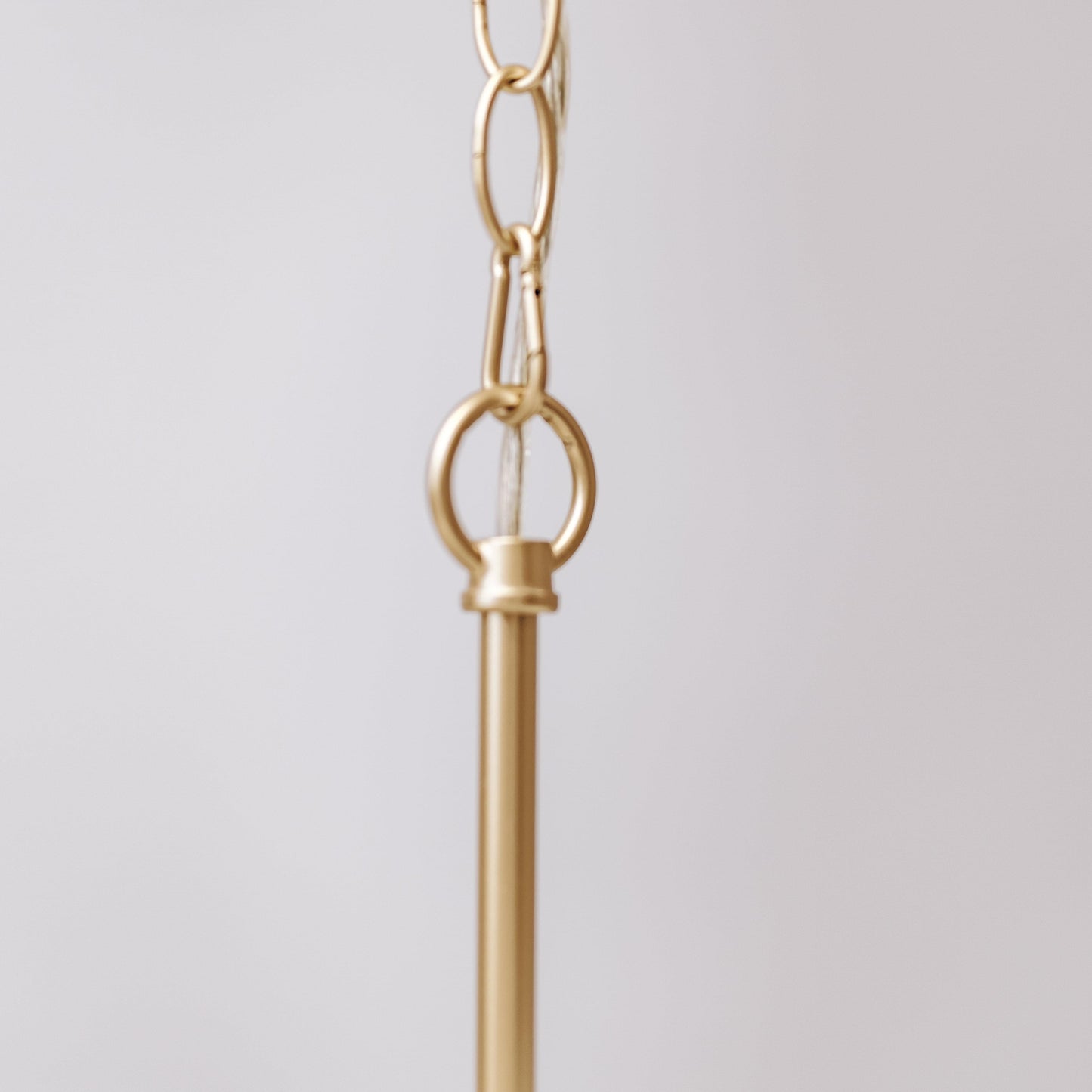 Gold rope chain links and ceiling connector for a chandelier
