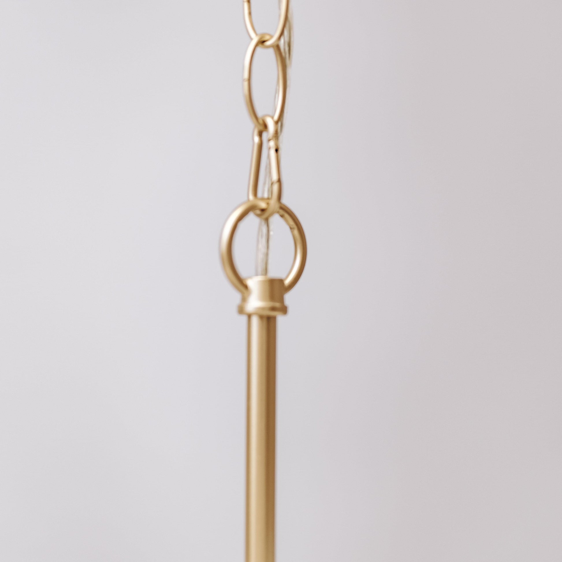 Gold rope chain links and ceiling connector for a chandelier