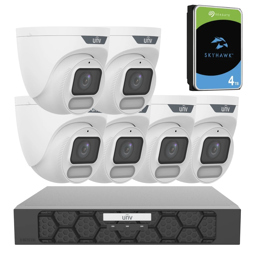 Uniview 6x OwlView 6MP CCTV IP Cameras, 8 Channel Surveillance Kit
