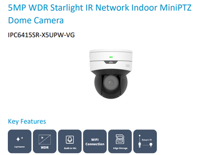 Uniview Easy Series 5MP Mini PTZ IP Camera (Model: IPC6415SR-X5UPW-VG)