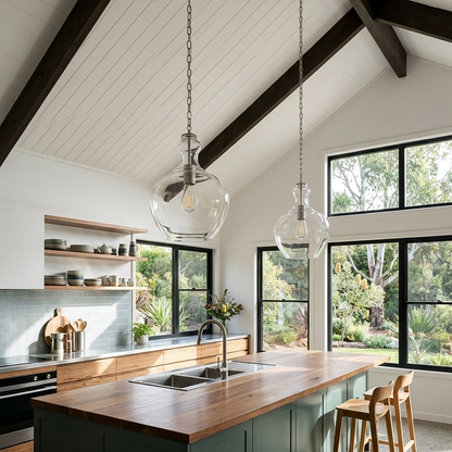 Valentine Glass Pendant Light - Brushed Nickel