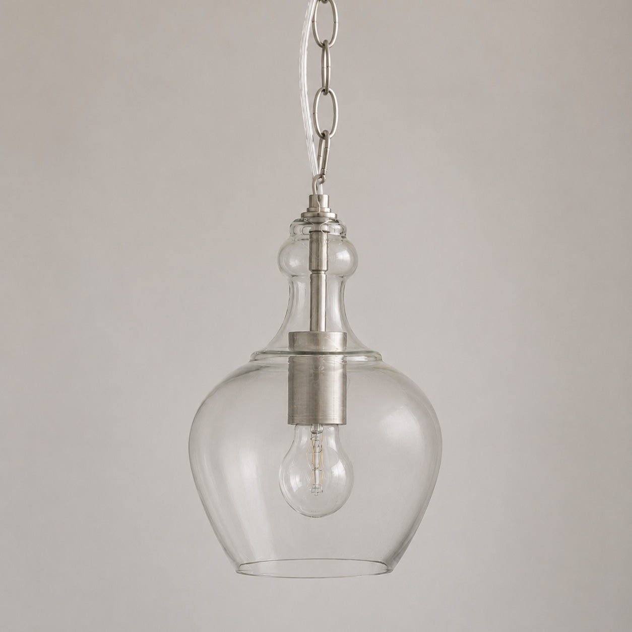 Valentine Glass Pendant Light - Brushed Nickel