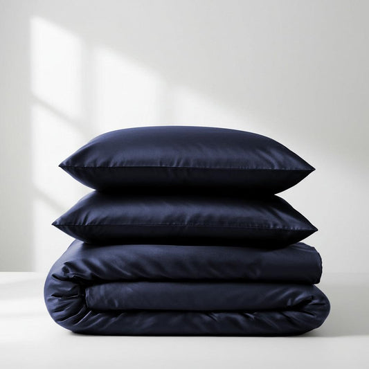 Satin Quilt Cover - Navy Blue - King Size