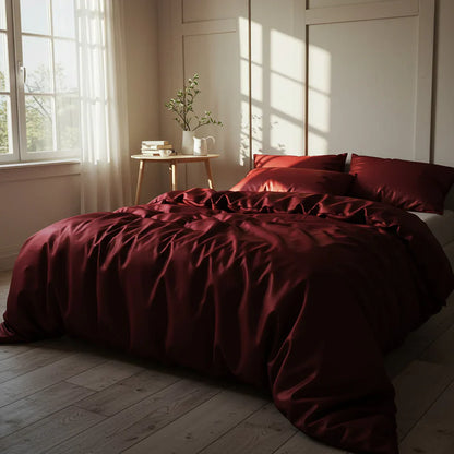 Satin Quilt Cover - King Size - Wine Red