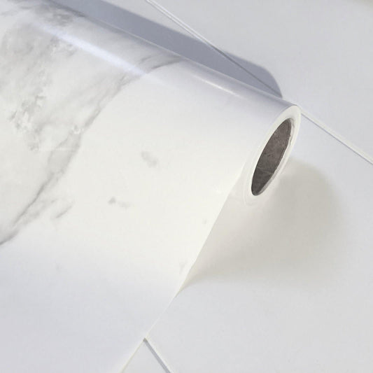 Marble-pattern wrapping paper roll, white with subtle gray veining