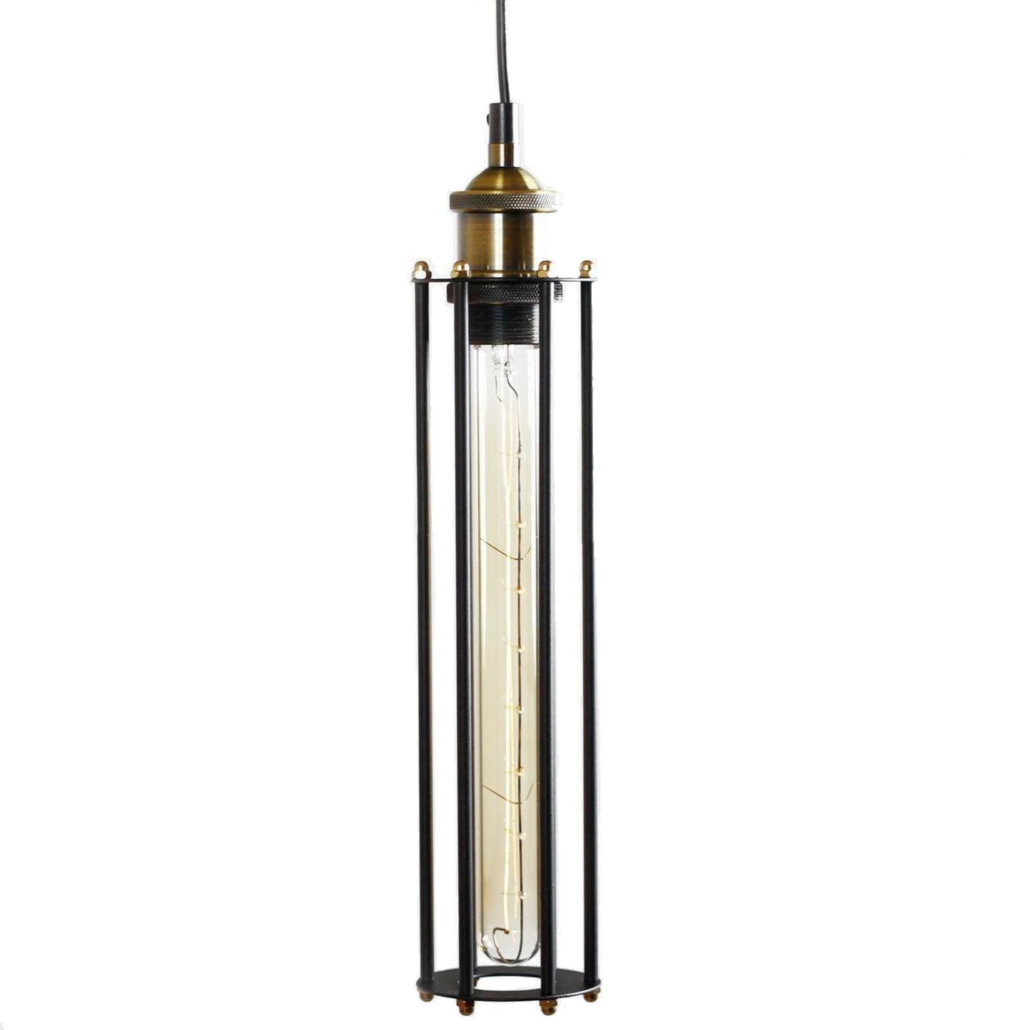 Toorak Industrial Pendant Light - Black and Brass