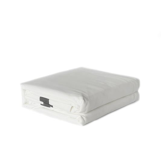 Folded white quilt cover with charcoal trim border