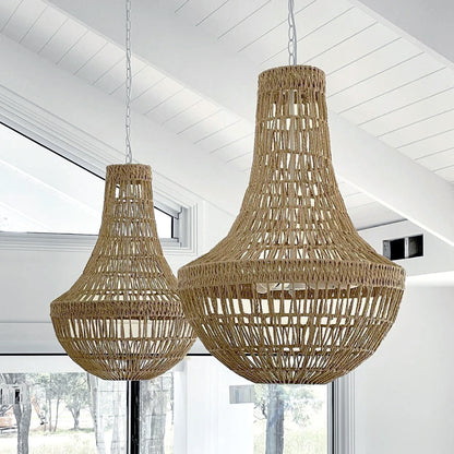 Como Empire Boho Rope Pendant Chandelier - Natural