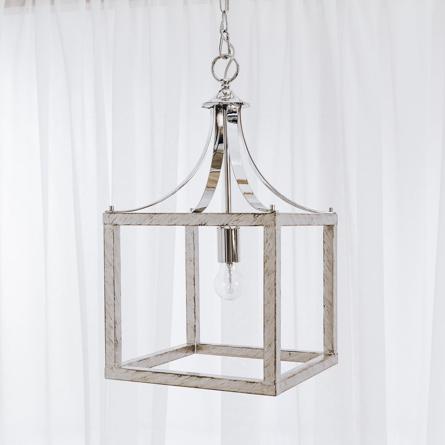 Langham Hampton Style Lantern Pendant Light - Chrome
