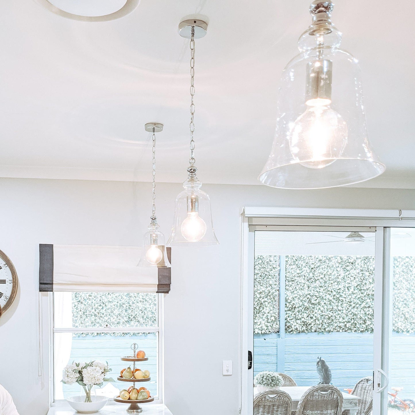 Gracie Glass Bell Shape Pendant Light - Polished Chrome