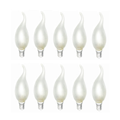 E14 Flame Tip Fancy Chandelier Candle Globes - Pack of 10 Frosted
