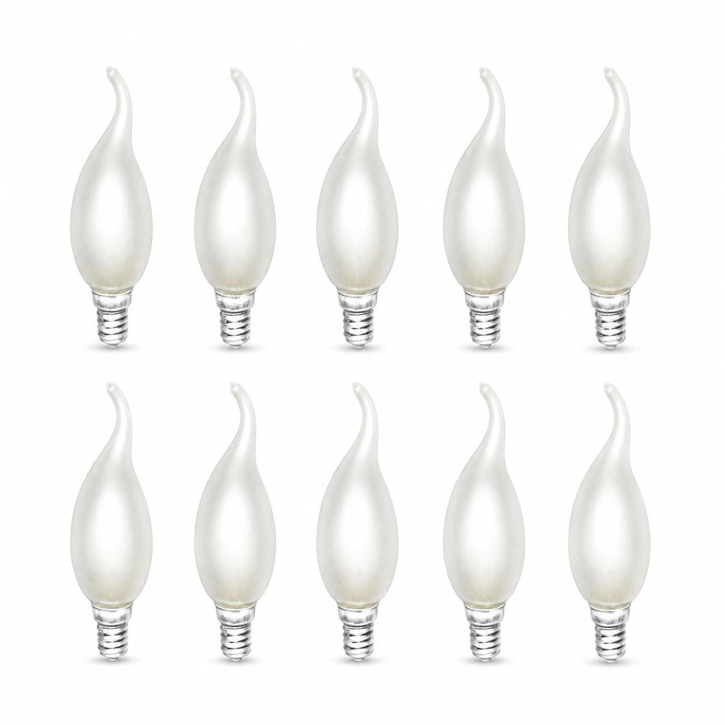 Frosted E14 flame-tip chandelier candle bulbs, pack of 10