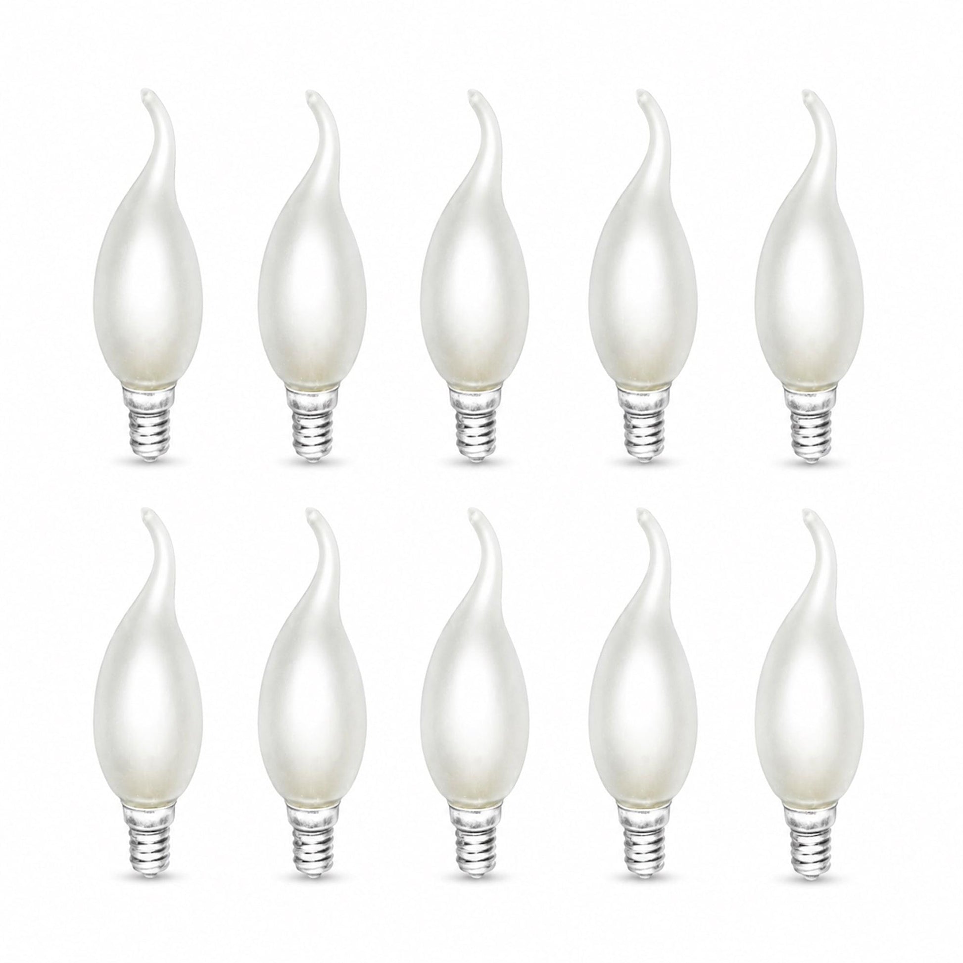 Frosted E14 flame-tip chandelier candle bulbs, pack of 10