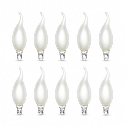Frosted E14 flame-tip chandelier candle bulbs, pack of 10