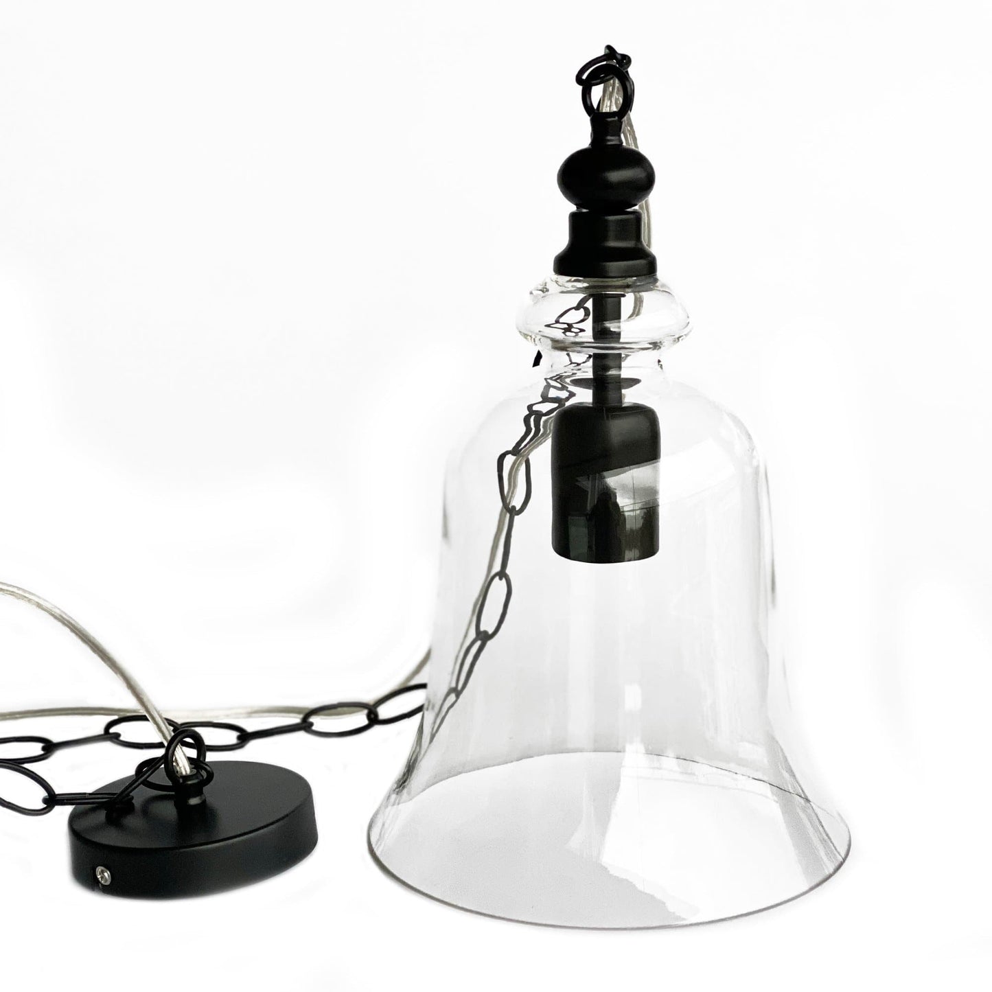 Gracie Glass Bell Shape Pendant Light - Black