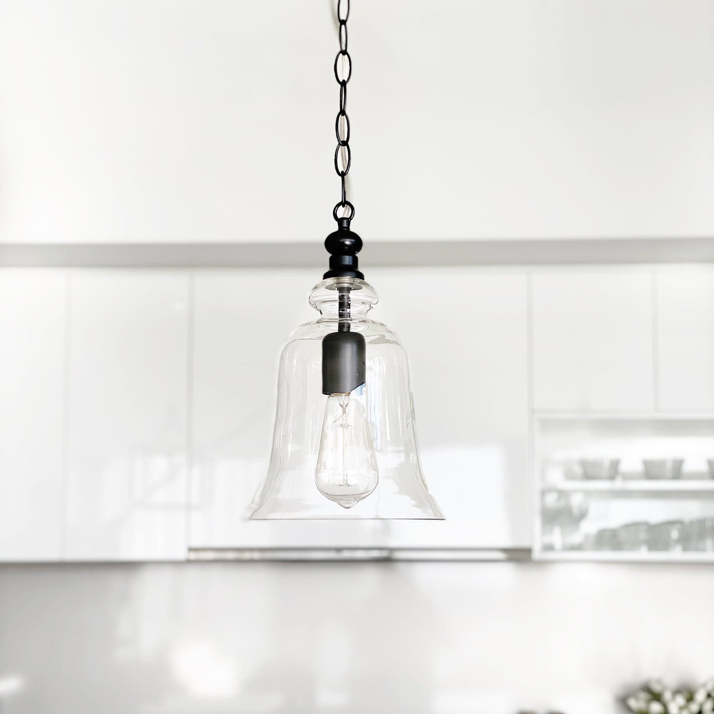Gracie Glass Bell Shape Pendant Light - Black