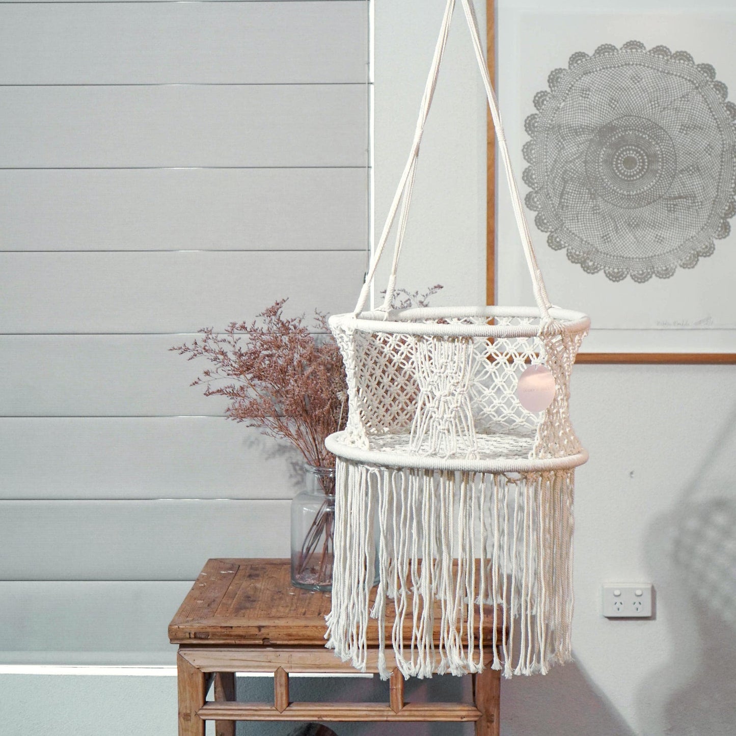 Baby Swing Chair Macrame Hanging Hammock - Cream