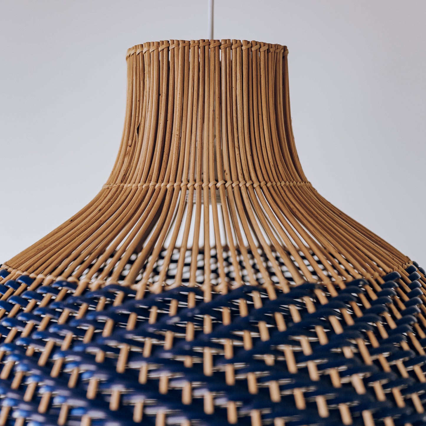 Bondi Rattan Pendant Light - White & Blue