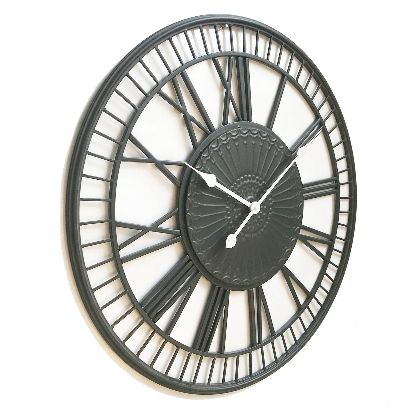 Large Metal Wall Clock - Tuscany - Charcoal