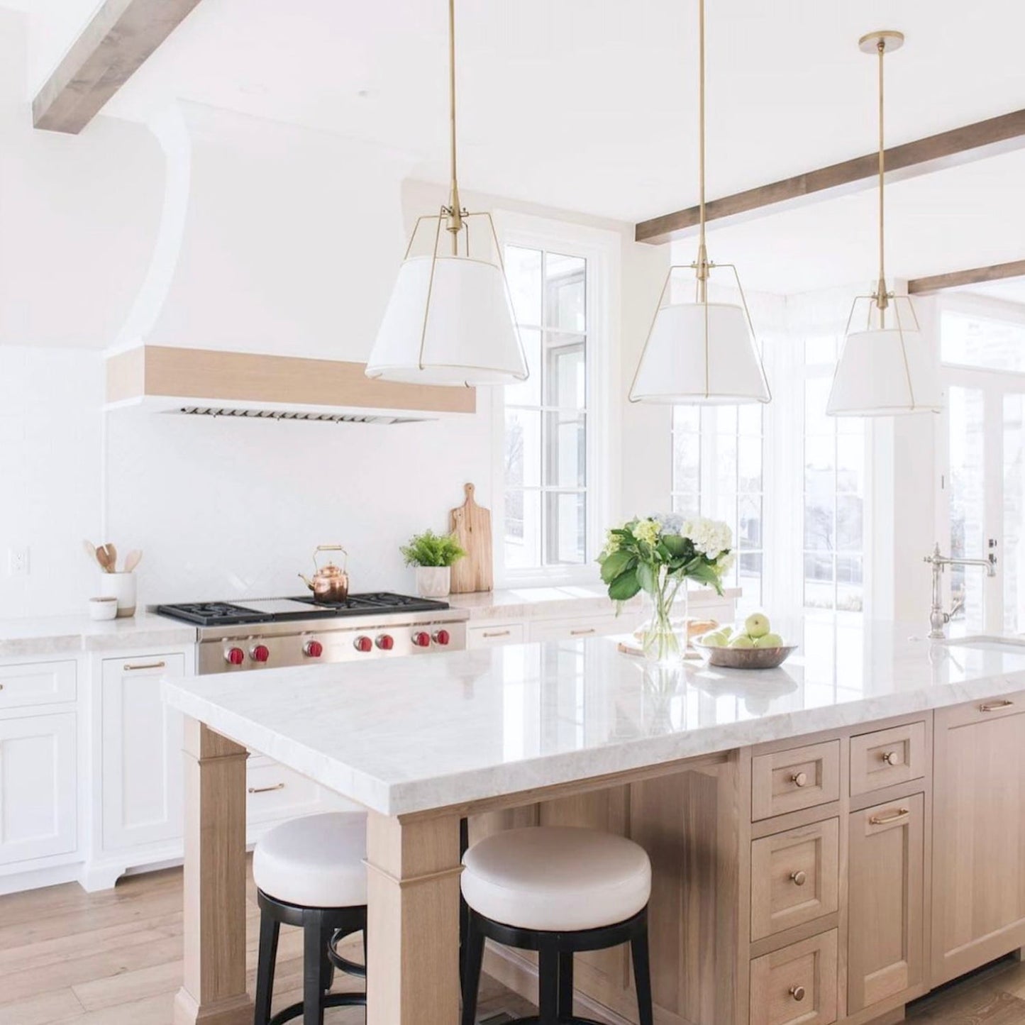 Jessie Pendant Light - White with Gold Hardware