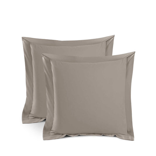 Set of two latte square European pillowcases with smooth envelope closure
