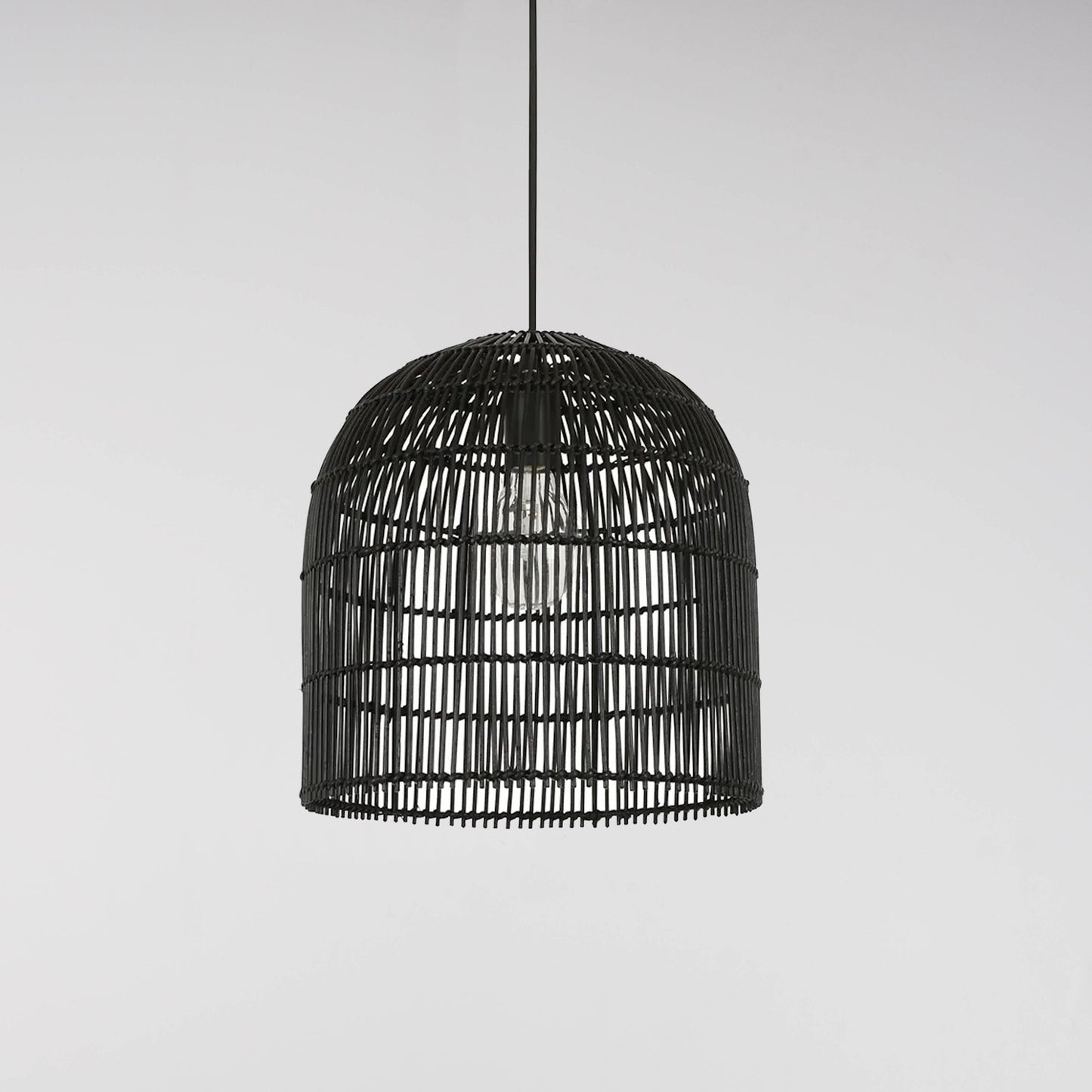 Siena Rattan Cane Wicker Pendant Light - Black