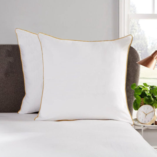 White European pillowcase with gold piping, square cushion cover