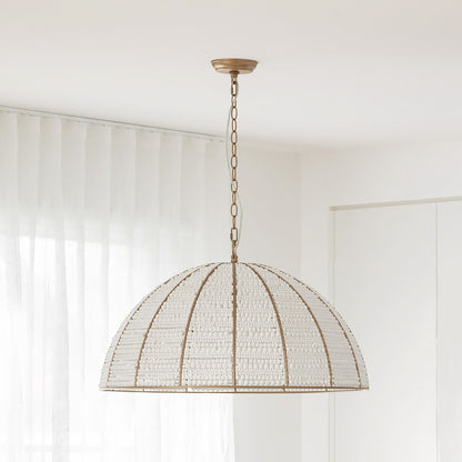 Estelle Beaded Dome Pendant Light - Gold/White