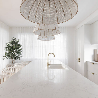 Estelle Beaded Dome Pendant Light - Gold/White