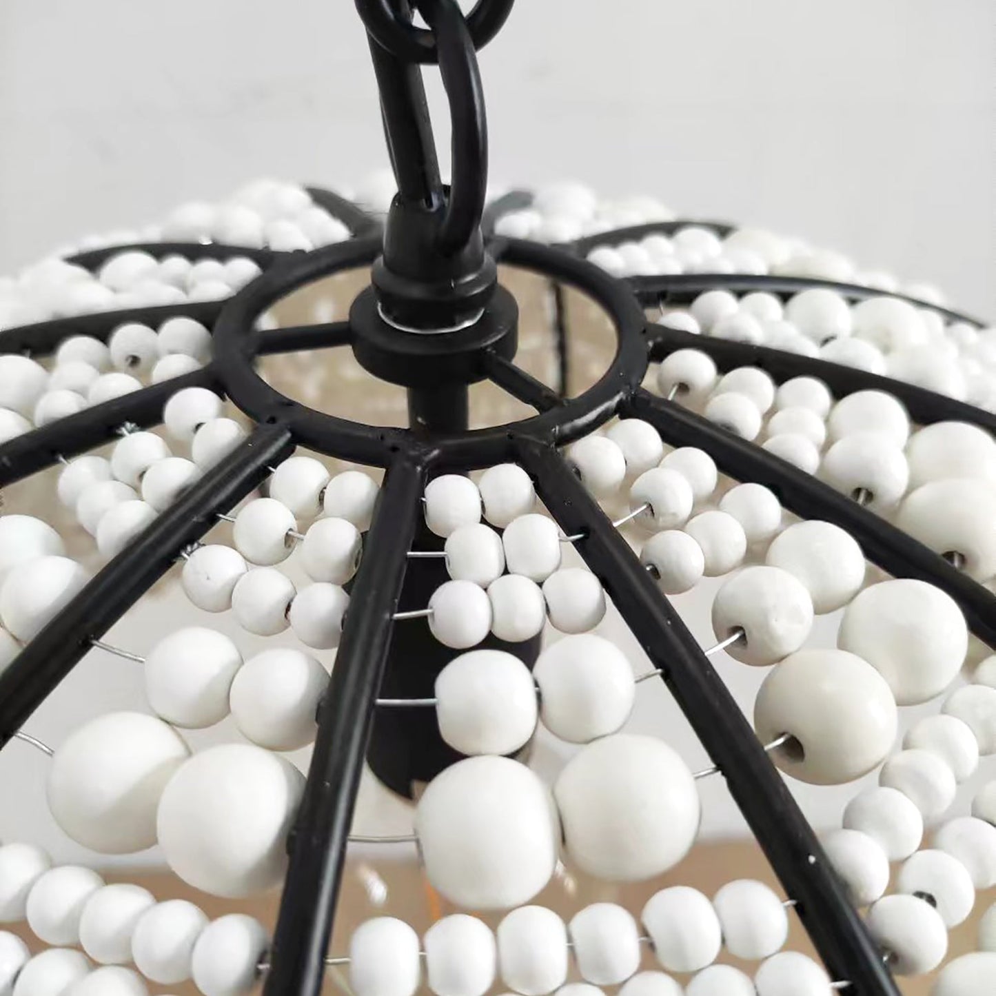 Estelle Beaded Dome Pendant Light - Black/White